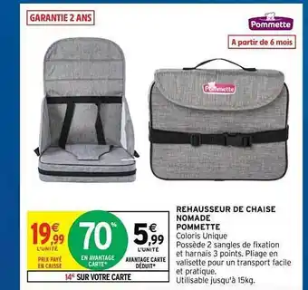 Intermarché Hyper Rehausseur De Chaise Nomade Pommette offre