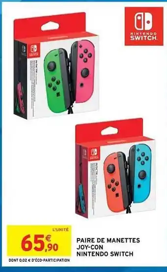 Intermarché Hyper Paire De Manettes Joy-con Nintendo Switch offre
