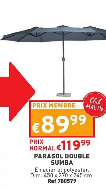 Trafic Parasol Double Sumba offre
