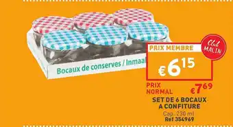 Trafic Set De 6 Bocaux à Confiture offre