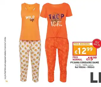 Trafic Pyjama Corsaire Dame offre
