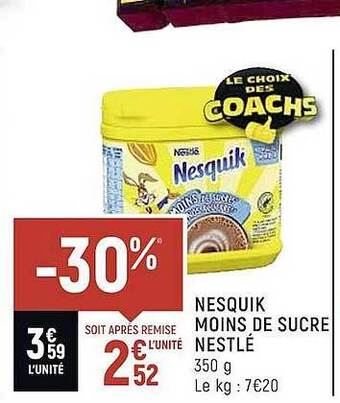 Spar Nesquik Moins De Sucre Nestlé offre