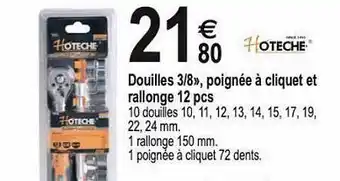 Douilles 3-8, Poignée à Cliquet Et Rallonge 12 Pcs