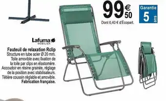 Tridôme Fauteuil De Relaxation Rclip Lafuma Mobilier offre