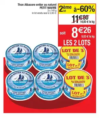 Cora x Carrefour Thon Albacore entier au naturel offre