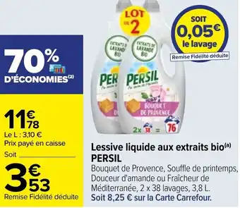 Carrefour PERSIL lessive liquide aux extraits bio offre