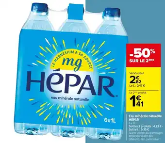 Carrefour HÉPAR eau minérale naturelle offre