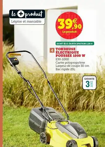 Super U Tondeuse électrique Poussée 1000w offre