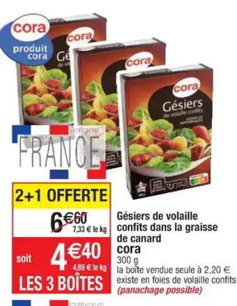 Cora x Carrefour Gésiers de volaille confits dans la graisse de canard offre