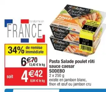 Cora x Carrefour Pasta Salade poulet rôti sauce caesar offre