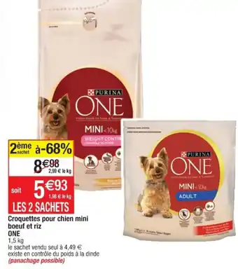 Cora x Carrefour Croquettes pour chien mini boeuf et riz offre