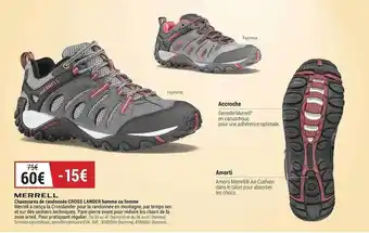 Promo Chaussures De Randonnee Cross Lander Homme Ou Femme Merrell chez Decathlon