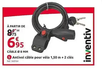 Mr Bricolage Câble ø 8mm Antivol Câble Pour Vélo Inventiv offre