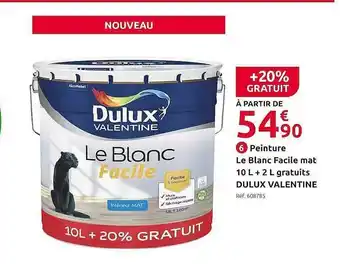 Mr Bricolage Peinture Le Blanc Facile Mat Dulux Valentine offre