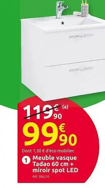 Mr Bricolage Meuble Vasque Tadao 60 Cm + Miroir Spot Led offre