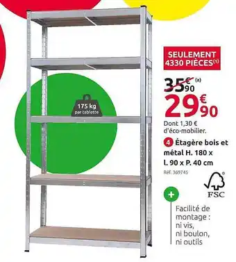 Mr Bricolage étagère Bois Et Métal offre