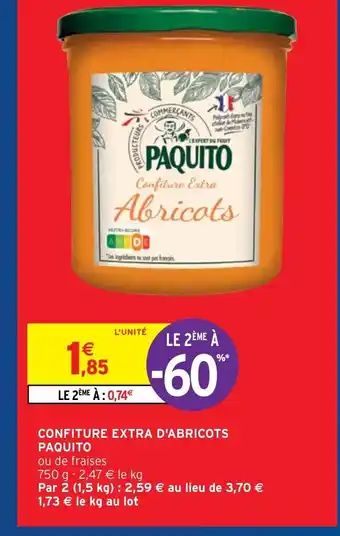 Intermarché Hyper Confiture Extra d'Abricots Paquito offre