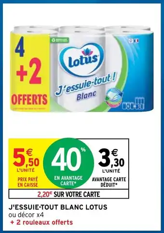 Intermarché Hyper J'Essuie-Tout Blanc Lotus offre