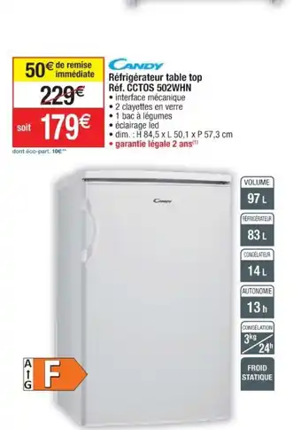 Cora x Carrefour Réfrigérateur Table Top offre