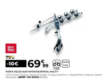 Feu Vert Mont blanc porte-vélos sur hayon reartrail multi offre