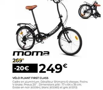 Feu Vert Moma vélo pliant first class offre