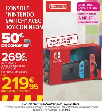 Carrefour Nintendo switch console avec joy-con néon offre