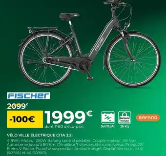Feu Vert Fischer vélo ville électrique cita 3.2i offre