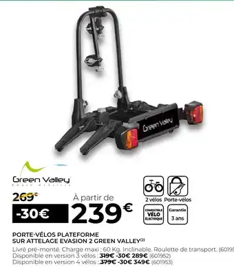 Feu Vert Green valley porte-vélos plateforme sur attelage evasion 2 offre