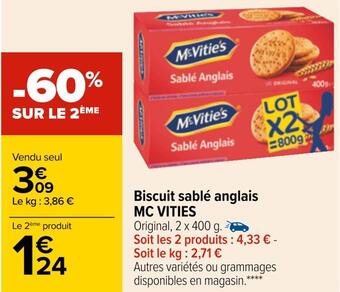 Carrefour Mc vities biscuit sablé anglais offre