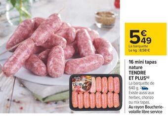 Carrefour Tendre et plus 16 mini tapas nature offre