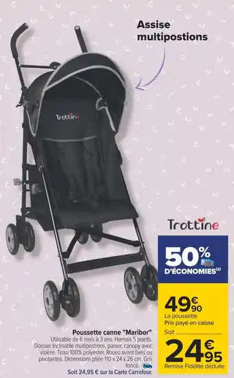 Carrefour Trottine poussette canne "maribor" offre
