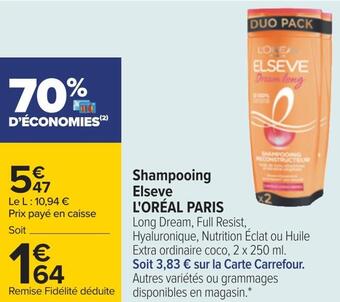 Carrefour L'oréal shampooing elseve offre