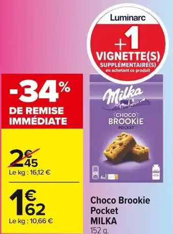Carrefour Market Milka choco brookie pocket offre