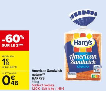 Carrefour Market Harrys american sandwich nature offre