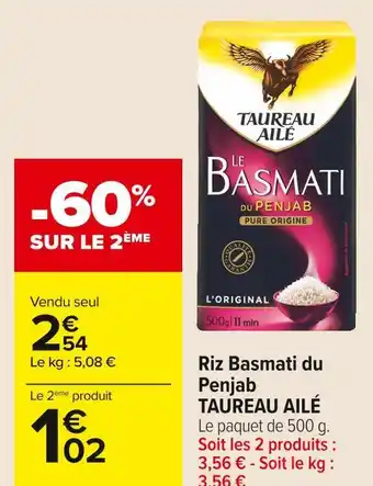 Carrefour Market Taureau ailé riz basmati du penjab offre