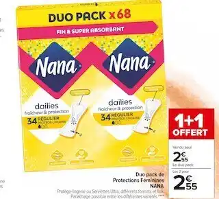 Carrefour Market Nana duo pack de protections féminines offre