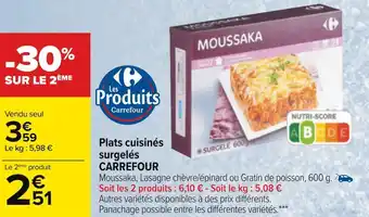 Carrefour Carrefour plats cuisinés surgelés offre
