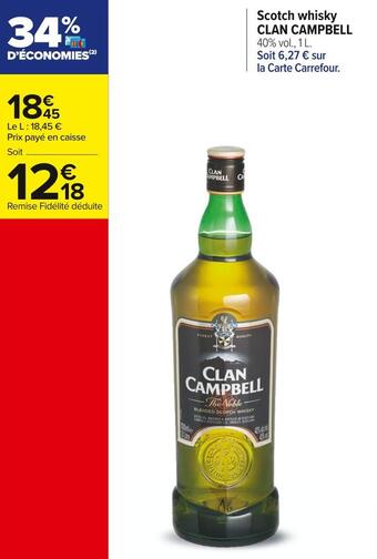 Carrefour Market Clan campbell scotch whisky offre