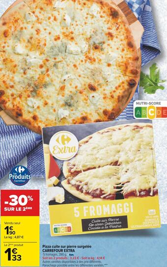 Carrefour Carrefour extra pizza cuite sur pierre surgelée offre