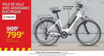 Carrefour Toplife vélo de ville avec assistance électrique offre