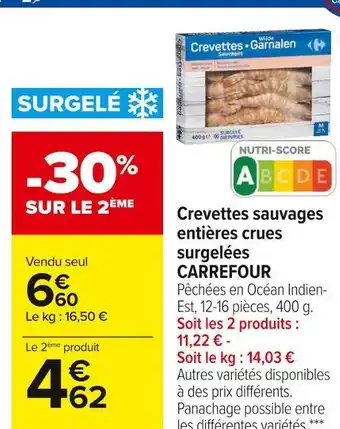 Carrefour Market Carrefour crevettes sauvages entières crues surgelées offre