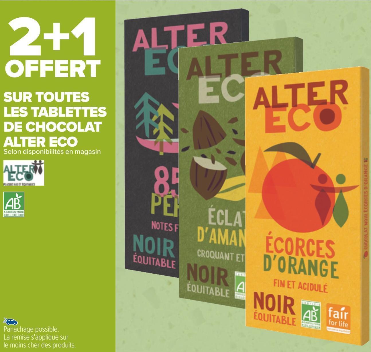 Promo Alter eco bon plan sur toutes les tablettes de chocolat de la