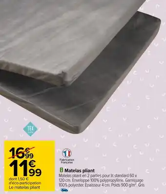 Carrefour Tex baby matelas pliant offre