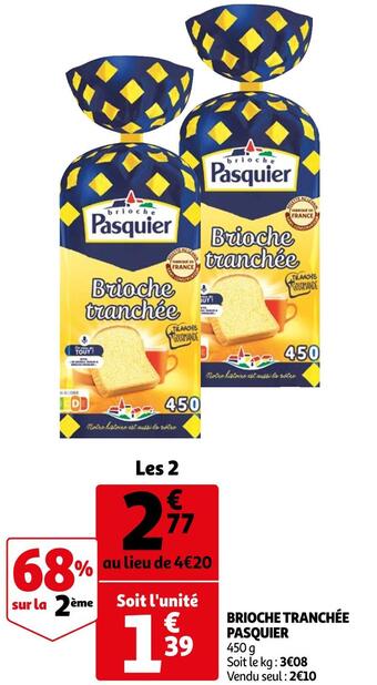 Auchan Pasquier brioche tranchée offre