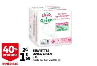 Auchan Love & green serviettes offre