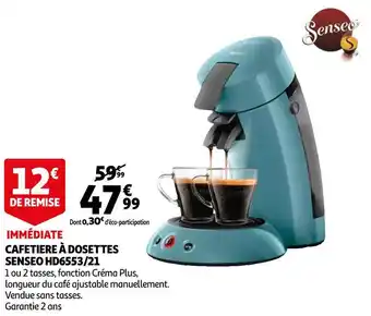 Auchan Senseo cafetiere à dosettes hd6553/21 offre