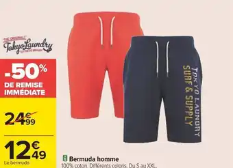 Carrefour Tokyo laundry bermuda homme offre