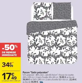 Carrefour Parure "satin polycoton" offre