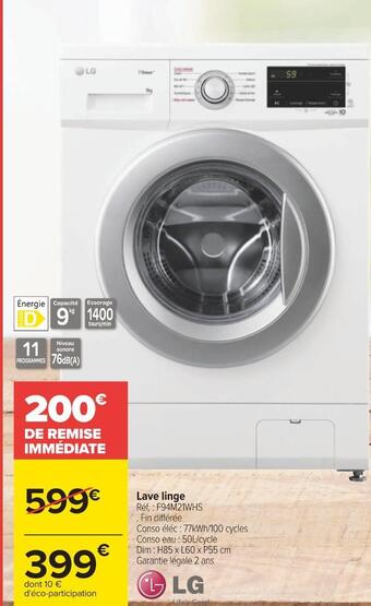 Carrefour Lg lave linge offre