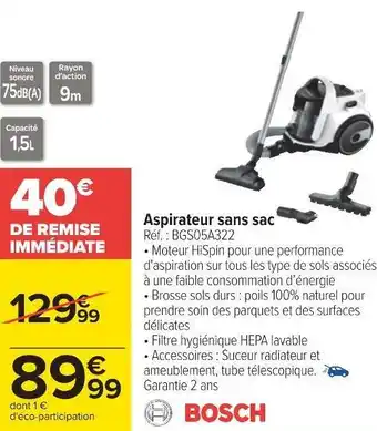 Carrefour Bosch aspirateur sans sac offre